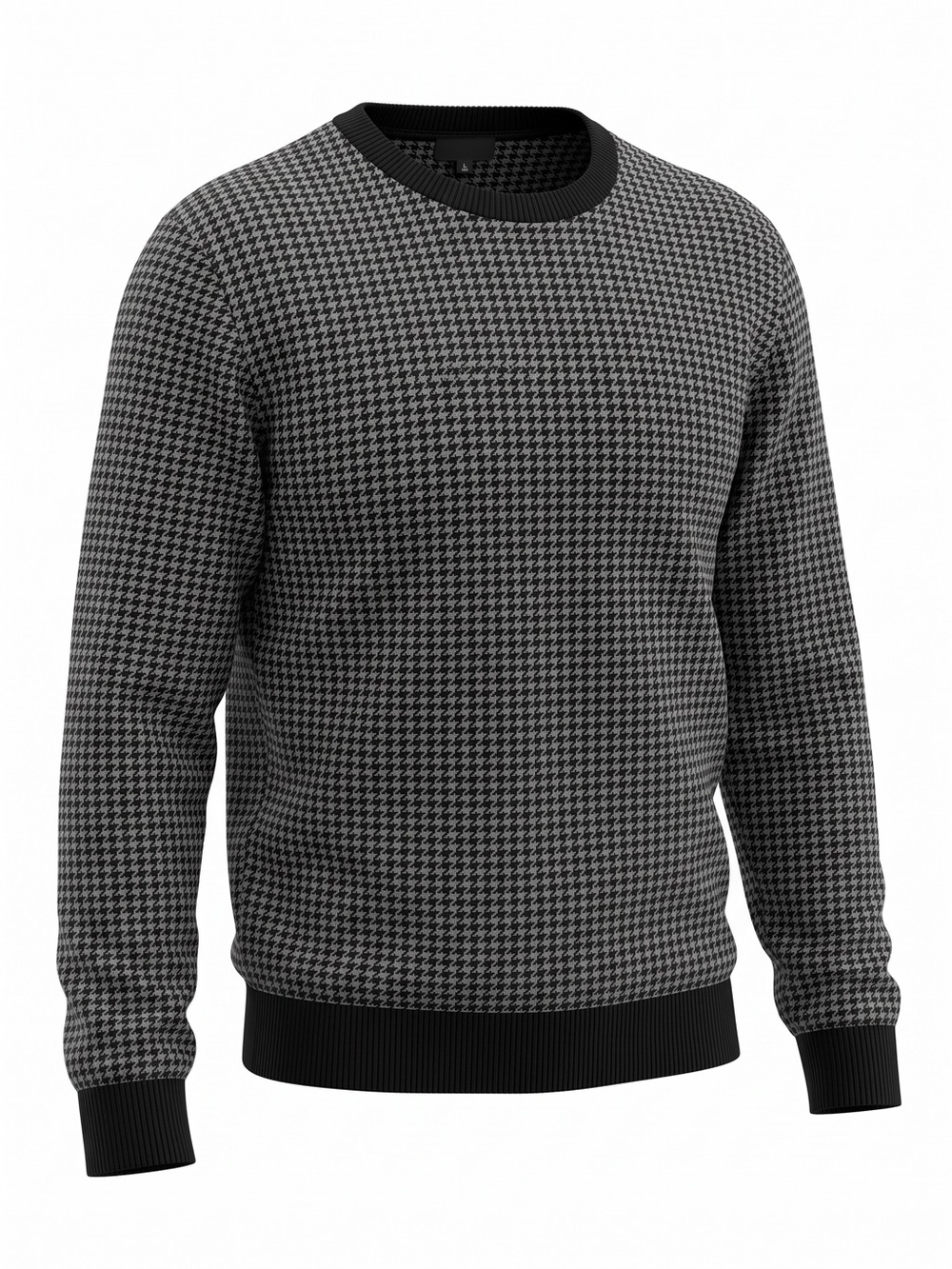 J. Crew Houndstooth Cashmere Sweater Crewneck Black Grey Gray NWT Men’s XL